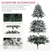 HOMCOM Sapin de Noël Artificiel 180 cm lumineux LED 793 Branches enneigées grand réalisme support en acier pliable Vert(m-6)