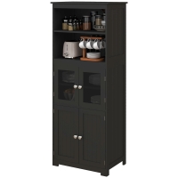 HOMCOM Küchenschrank Buffet Küchenvitrine Aufbewahrungsmöbel multi-rangements 60B x 30T x 162H cm Schwarz