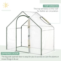 Outsunny Walk In Tomato Greenhouse Garden Outdoor Mini Greenhouse Flower Planter Steel Frame with Zipped Door & Window, PVC Cover, 180 x 100 x 168CM, Clear(m-4)
