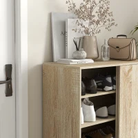 HOMCOM Scarpiera a 4 Livelli in Truciolato e Acciaio con Ripiani Regolabili, max 12 Paia, 80x40x93 cm, Color Legno(m-9)