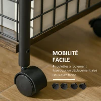 HOMCOM Desserte à roulettes, chariot de service, 2 compartiments ouverts, plan de travail et roulettes, 40 x 30 x 62 cm, marron(m-5)