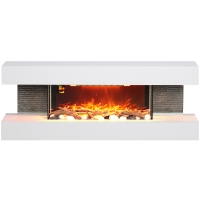 HOMCOM Cheminée électrique 120 cm murale, cadre en verre, effet de flamme LED réglable, télécommande, 2000W