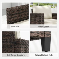 Outsunny Single Rattan Armchair, with Cushions - Brown(m-6)