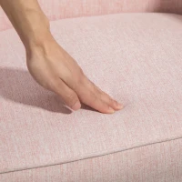 HOMCOM Butaca de Salón Moderna Sillón Individual Tapizado en Lino con Patas de Madera Carga 120 kg 64,5x65x79,5 cm Rosa(m-8)