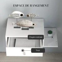 HOMCOM Lot de 2 tables de chevet murales - lot de 2 tables de nuit - étagère latérale et tiroir - 55l x 30P x 15H cm MDF blanc(m-6)