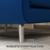 HOMCOM Liegesessel Sessel mit Liegefunktion Schlafsessel, Knopfheftung, Leinenoptik, 77 cm x 88 cm x 83 cm, Blau(m-6)