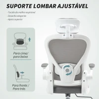 HOMCOM Cadeira de Escritório Giratória com Altura Ajustável Apoio para a Cabeça e Suporte Lombar Ajustáveis 58x63x115-125 cm Cinza(m-5)
