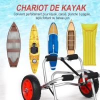 HOMCOM Chariot de transport canoë chariot de kayak pliable 75kg cadre en aluminium pneus de 25 cm 68 x 44,5 x 405 cm argent(m-4)