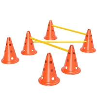 PawHut Dog Agility Equipment Set of Six Cones, Six Poles with Carry Bag, Three-Piece Adjustable Height Jumping Obstacles Orange(m-11)