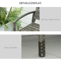 Outsunny 2 Seater Poly Rattan Garden Bench, All Weather Wicker Garden Loveseat, Outdoor Seating Bench with 240 Load Capacity, Backrest and Armrests for Patio, Terrace, Balcony, Grey(m-6)