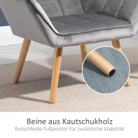 HOMCOM Relaxsessel Skandidesign Lesesessel Akzentsessel, Steppung, 67cm x 61,5cm x 71cm. Grau(m-6)
