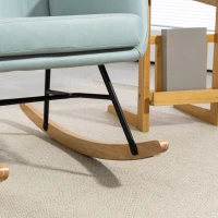 HOMCOM Mecedora Tapizada en Tejido Técnico con Patas de Madera de Haya Respaldo con Diseño Curvo y Reposabrazos Verde Claro(m-9)