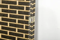 HOMCOM Innenraum-Paravent mit 4 faltbaren Paneelen 180L x 180H cm Raumteiler aus Pappelholz Geflochtene Papierfasern Schokoladenstroh(m-1)