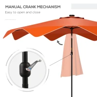 Outsunny Solar Patio Umbrella with LED and Tilt, Outdoor Market Table Umbrella Parasol with Crank, 3 x 3 (m), Orange(m-7)