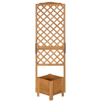 Outsunny Quadratischer Pflanzkasten mit Rankgitter auf Beinen für Pflanzen - Abm. 54,5L x 52B x 180H cm - Vorgeöltes Tannenholz(m-1)