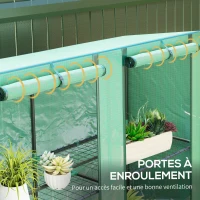 Outsunny Serre de jardin avec étagères métalliques à 3 niveaux serre de balcon couverture PE toit incliné 144 x 48 x 152 cm vert(m-6)