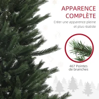 HOMCOM Sapin de Noël artificiel 180 cm Arbre de Noël avec support en acier pliable, 467 Branches, décoration de Noël, Vert(m-5)