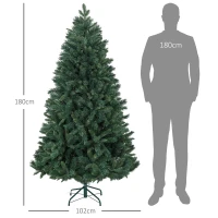 HOMCOM Sapin de Noël Artificiel 180 cm Arbre de Noël avec support en acier pliable, 1061 branches, décoration de Noël, vert(m-3)