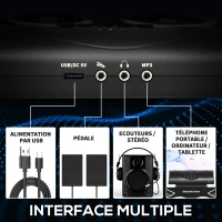 SPORTNOW Électronique drum set, kit de batterie électrique, avec 9 pads, pédales et baguettes de tambour, silicone, blanc et noir(m-7)