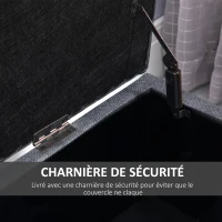 HOMCOM Banc de rangement pouf salon bout de lit coffre de rangement pour salon, chambre, entrée, 100 x 40 x 44 cm, gris foncé(m-7)