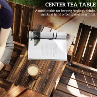 Outsunny 2-Seater Garden Bench with Table & Parasol Hole, Antique Loveseat for Porch, Patio, Carbonised Finish(m-6)