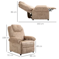 HOMCOM Sillón Relax Reclinable Manual, Sillón Relax de Terciopelo con Reposabrazos, Reposapiés, Acolchado Grueso, Butaca Reclinable hasta 135º para Salón, Dormitorio, Oficina, Beige(m-3)