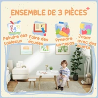 AIYAPLAY Ensemble 1 table et 2 chaises pour enfants, meuble polyvalent pour chambre, salle de jeux, 3-8 ans(m-4)