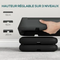 SPORTNOW Stepper aérobic fitness hauteur réglable 3 niveaux 10/15/20 cm surface antidérapante plastique, gris(m-4)