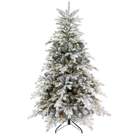 HOMCOM Sapin de Noël artificiel 180 cm arbre de Noël lumineux floqué enneigé avec lumière LED blanc chaud et 1321 pointes(m-1)