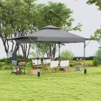Outsunny 3 x 3m Height Adjustable Pop-Up Gazebo, with Accessories - Grey(m-10)