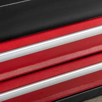 DURHAND Werkzeugkoffer, Werkzeugkasten, 2 Schubladen, abschließbar, Stahlgehäuse, schwarz+rot,  46 x 24 x 22cm(m-8)