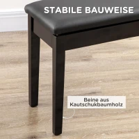 HOMCOM Klavierbank, Pianobank für 1 Person, gepolstert, Holzbeine, Schwarz(m-5)