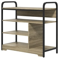 HOMCOM Meuble à chaussures 4 niveaux, meuble de rangement 11 paires de chaussures cadre en métal - 70l x 30P x 65H cm noir(m-1)