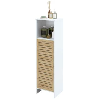 HOMCOM Badezimmerschrank Badezimmerschrank mit 1 offenen Fach und 1 Schrank mit 2 Ebenen, 35 x 30 x 120 cm weiß(m-1)
