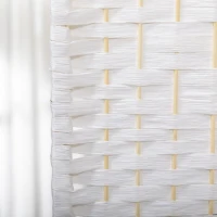 HOMCOM Biombo Separador de Ambientes de 4 Paneles Plegable de Cuerda de Papel 160x170cm Decoración para Dormitorio Salón Blanco(m-9)