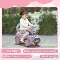 AIYAPLAY Porteur Enfants Voiture 18-36 Mois Volant klaxon et Butée Anti-bascule Charge 25 kg 53x25x35 cm Rose(m-6)