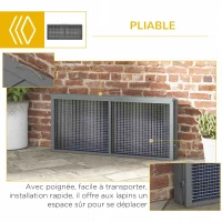 PawHut Clapier à lapins cage lapin pliable avec poignée dessus ouvrable pour 2 à 3 lapins cochons d'inde 110 x 105 x 50 cm gris(m-6)