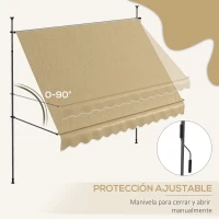 Outsunny Toldo Manual Retráctil con Manivela 300x120x210-300 cm con Altura Ajustable Impermeable y Anti-UV Beige(m-5)
