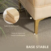 HOMCOM Banc banquette capitonnée bout de lit style classique chic dim. 118L x 45l x 42H cm piètement métal doré velours beige(m-6)