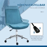 HOMCOM Bürostuhl Schreibtischstuhl Drehstuhl drehbar Höhenverstellbar 360°, Samtstoff, Blau, 52,5 x 60 x 82-91 cm(m-4)
