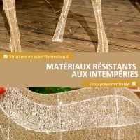 Outsunny Renne de Noël lumineux, décoration renne lumineux Noël en acier, avec 137 LED blanc chaud, 66 x 25 x 135 cm, or(m-6)