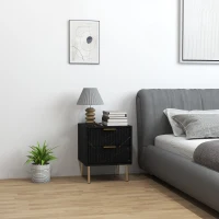 HOMCOM Elegant Two-Drawer Bedside Table - Black(m-10)