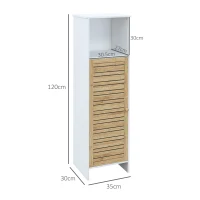 HOMCOM Badezimmerschrank Badezimmerschrank mit 1 offenen Fach und 1 Schrank mit 2 Ebenen, 35 x 30 x 120 cm weiß(m-3)