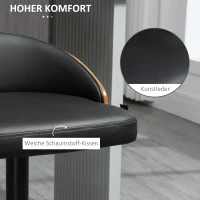 HOMCOM Barhocker 2er Set, Gepolstert Barstuhl aus Stahl und Massivholz, Höhenverstellbar Küchenstühle mit Fußstütze, 360° Drehbar, Tresenhocker für Küche, Wohnzimmer, Esszimmer, Schwarz+Kaffee(m-6)