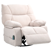 HOMCOM Fauteuil de massage avec fonction de chaleur et d'inclinaison, pivotant, jusqu'à 150 kg, structure en métal, 98x90x98cm, Beige