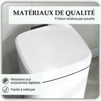 HOMCOM Poubelle de cuisine 20L avec couvercle à fermeture douce et pédale, seau intérieur amovible, 28L x 35l x 45H cm, blanc(m-6)