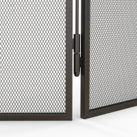 HOMCOM Pare feu cheminée pliable 3 panneaux, pare-étincelles cheminée, grille de protection cheminée en maille de métal noir(m-8)