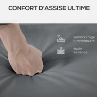 Outsunny Coussins de chaise longue coussin bain de soleil épais, confortable et rembourré, 2 attaches, 196 x 55 x 8 cm, gris(m-5)