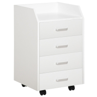 Vinsetto Cajonera de Oficina Mueble Auxiliar para Archivos con 4 Cajones Encimera Superior de Almacenaje 4 Ruedas y 2 Frenos para Estudio Despacho 40x36x65 cm Blanco