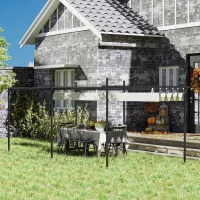 Outsunny Pérgola con Techo Retráctil 6x3 m Cenador con Tela de Poliéster Anti-UV Resistente al Agua Crema(m-8)